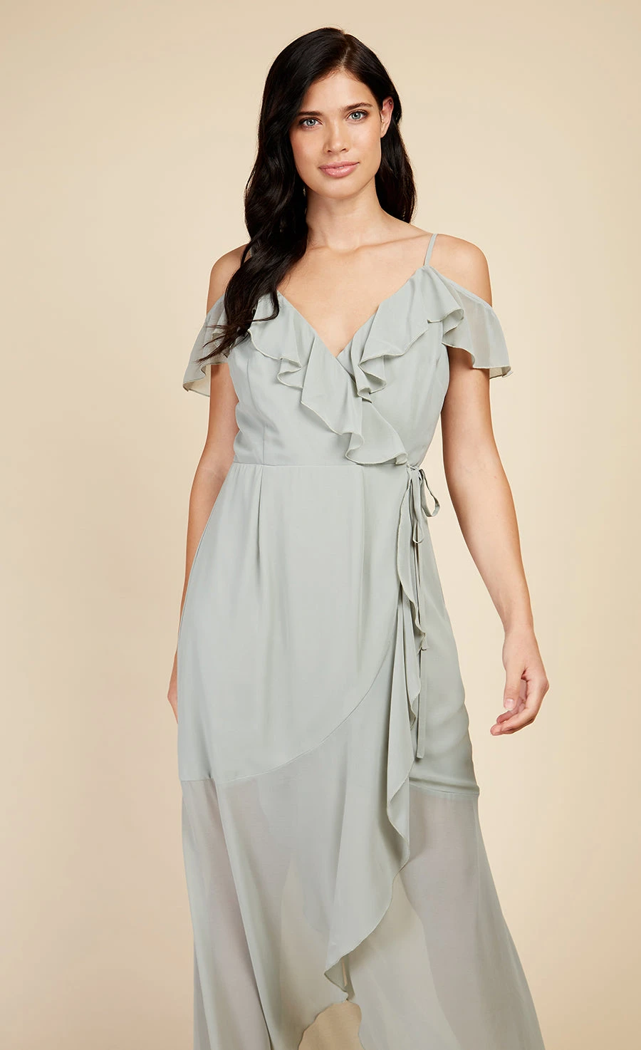 Little Mistress Waterlily Cold-Shoulder Wrap Maxi Dress - Image 4