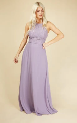 Little Mistress Silva Bridesmaid Lavender Lace Top Maxi Dress